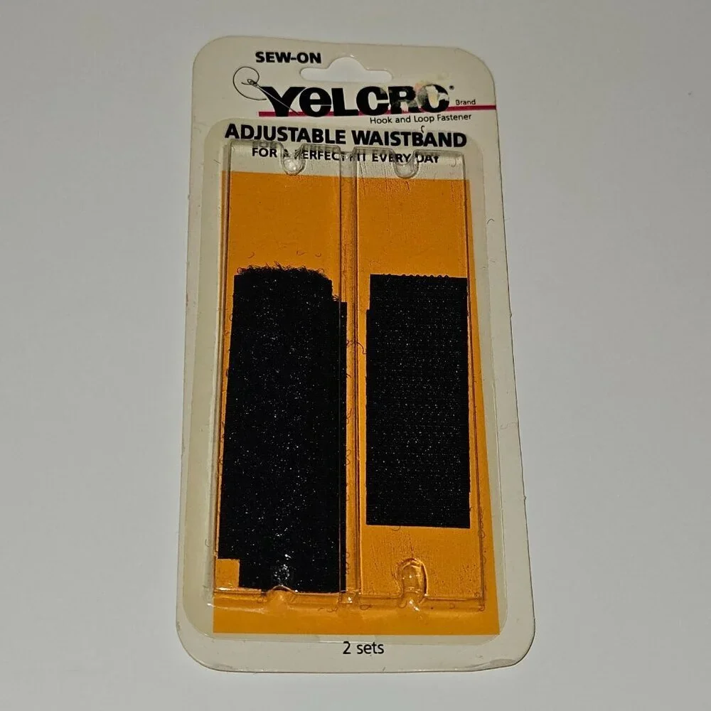 VTG Velcro Brand Lot White Sew-On Squares Black Adjustable Waistband Circle READ